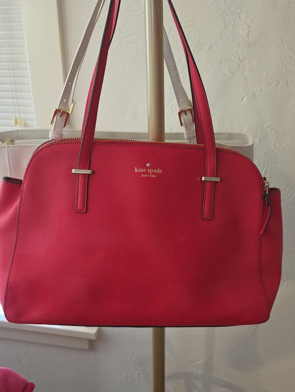 kate spade Pink-Red Saffiano Leather Shoulder Bag